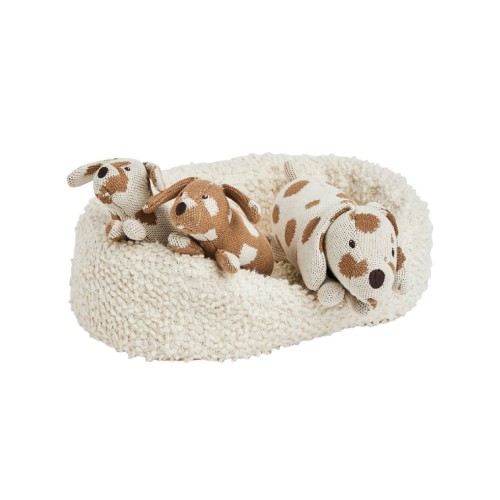 Smallstuff Dog Basket With Mother Dog And Puppies (70018-01)