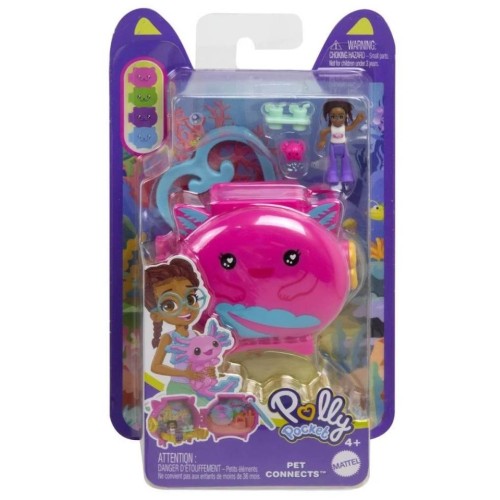 Polly Pocket Mini Pet Connects Axolotl Compact Playset (hxx22)