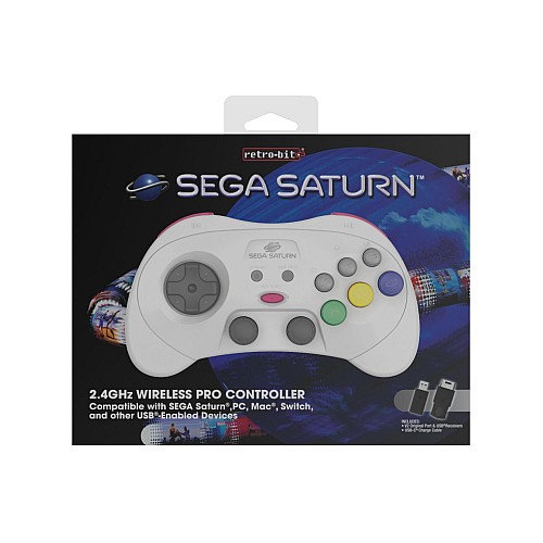 Retro-bit Sega Saturn Pro Controller White