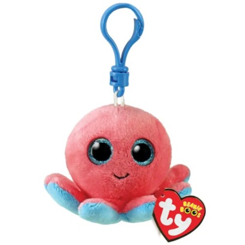Ty Beanie Baby Keychain Bag Clip Sheldon Pink Octobus 8.5cm (1607-35255)