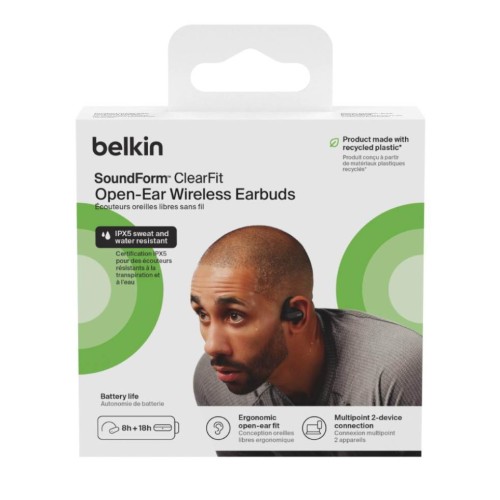 Belkin Soundform Clearfit Open-ear Wireless Earbuds Black