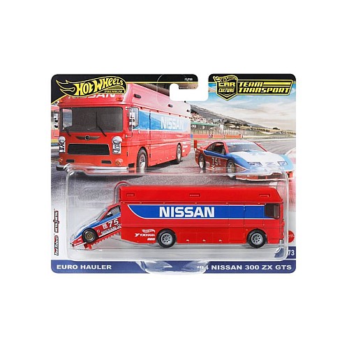 Hot Wheels Team Transport Truck & Race Car, Gift For Racing Collectors (flf56)