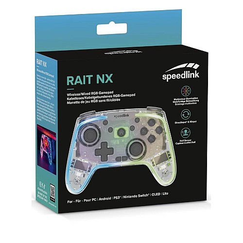 Speedlink Rait Nx Rgb Gamepad Wireless/wired Clear Transparent