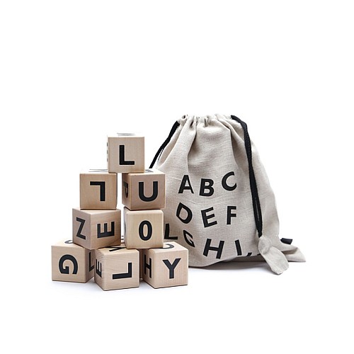 Ooh Noo Wooden Alphabet Blocks Black (40ab1501)