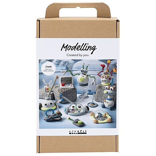 Creativ Craft Kit Modelling, Robot Bluegrey Red Silver Plated (977808)