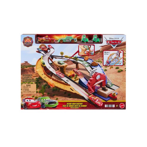 Disney Cars Radiator Springs Race & Rescue Rescue Road Raceway Playset With 4 Toy Cars (jfl57)