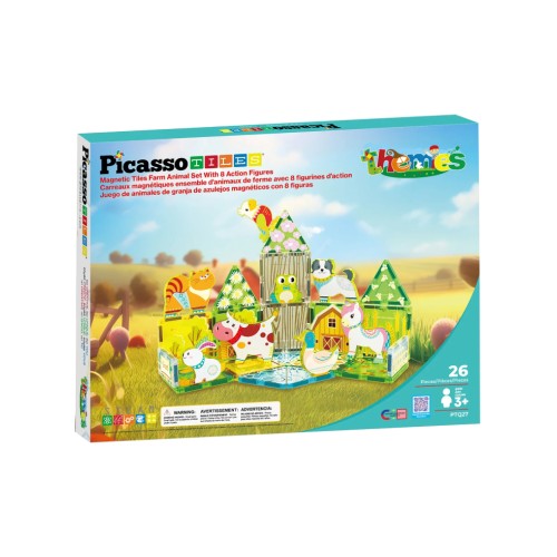 Picasso Tiles Farm Themed Set With 8 Animals 26pcs (ptq27)