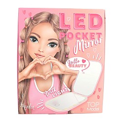 Topmodel Foldable Pocket Mirror With Led Pink