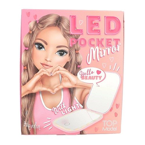 Topmodel Foldable Pocket Mirror With Led Pink