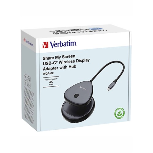Verbatim Share My Screen Usb-c Wireless Display Adapter 4k W/hub
