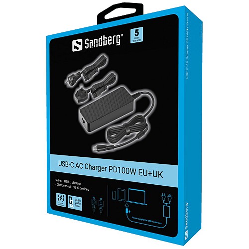 Sandberg Usb C Ac Charger Pd100w Eu+uk