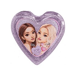 Topmodel Folding Hairbrush With Mirror Heart Shaped Transparent Random (0413030)