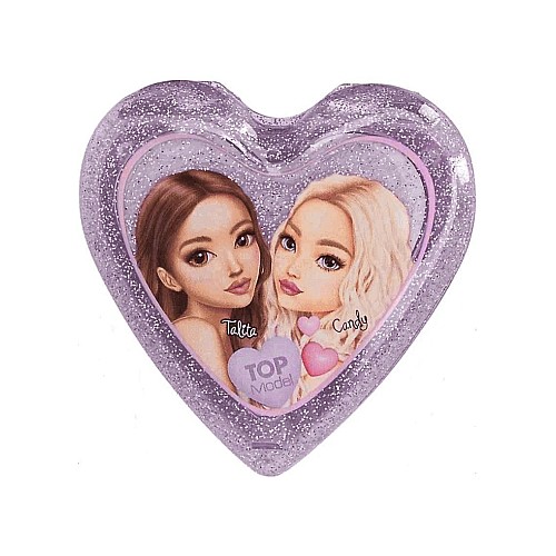 Topmodel Folding Hairbrush With Mirror Heart Shaped Transparent Random (0413030)